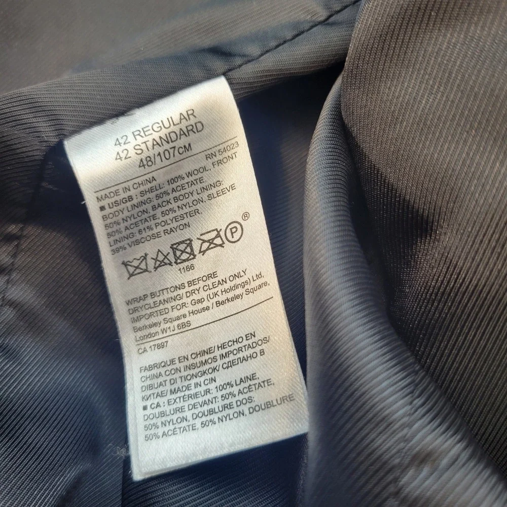 Banana Republic Sport Coat Mens 42R Gray Windowpane Wool Standard Fit Blazer